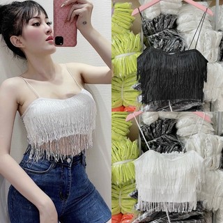 Áo croptop 2 dây tua rua