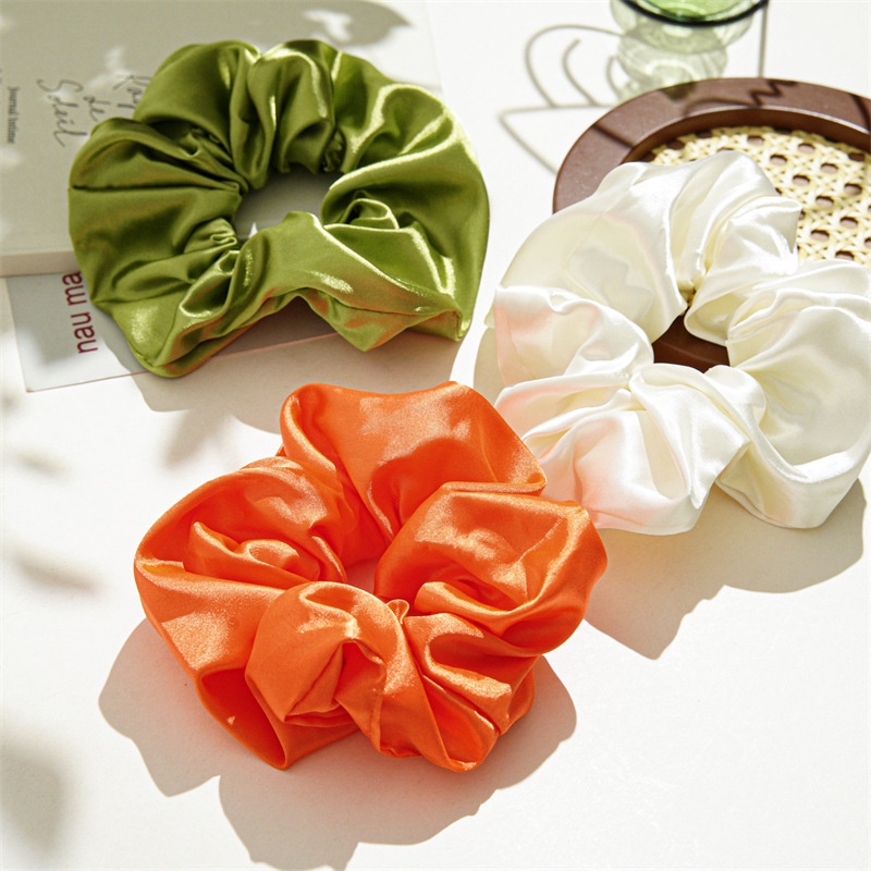 Dây Buộc Tóc Vải Satin Màu Sắc Tươi Sáng Phong Cách Pháp