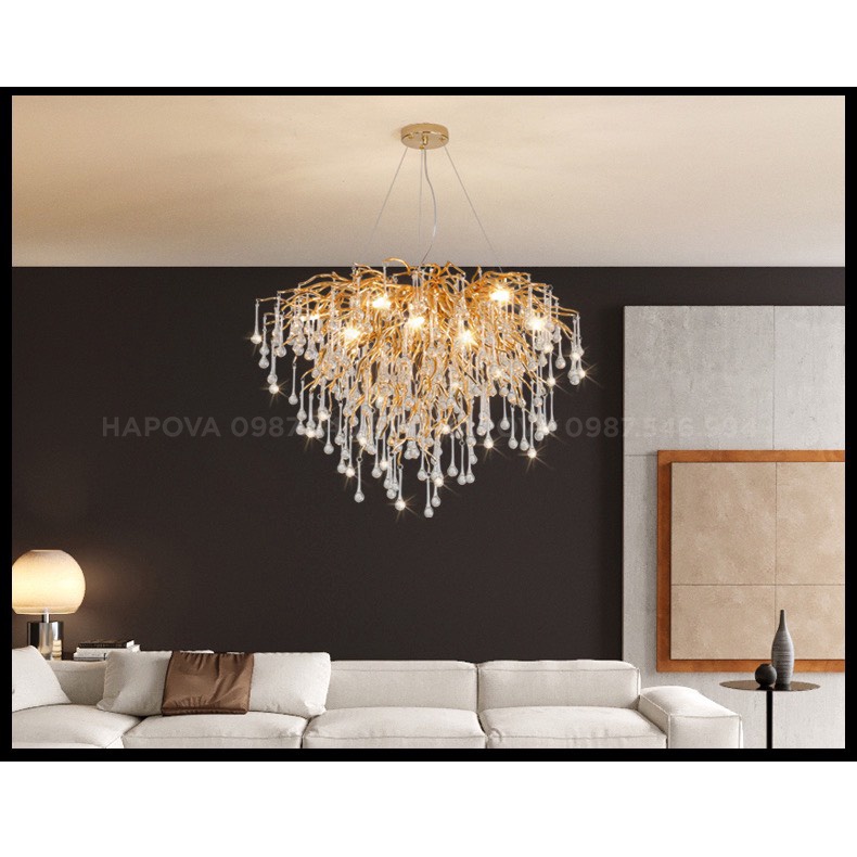 Đèn chùm phòng khách, đèn treo trần HAPOVA GLIA 0929 Đường kính 800mm, 1200mm