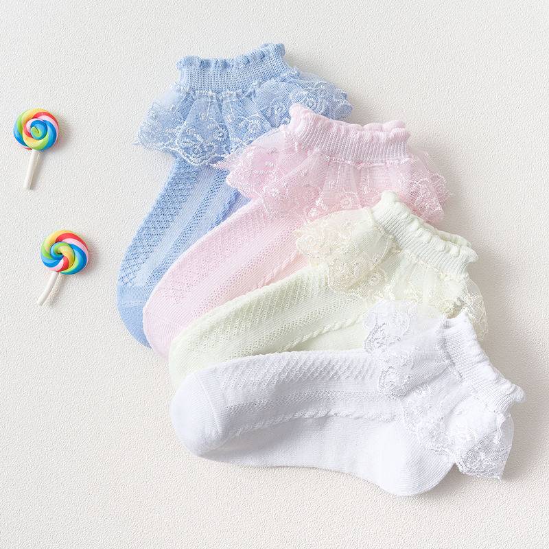 V C ng ch a C G i Vớ Ren Công Chúa Bằng Cotton Nguyên Chất Mỏng Màu Trắng Mùa Xuân Thu Phong Cách Nhật Bản Cho Bé Gái
