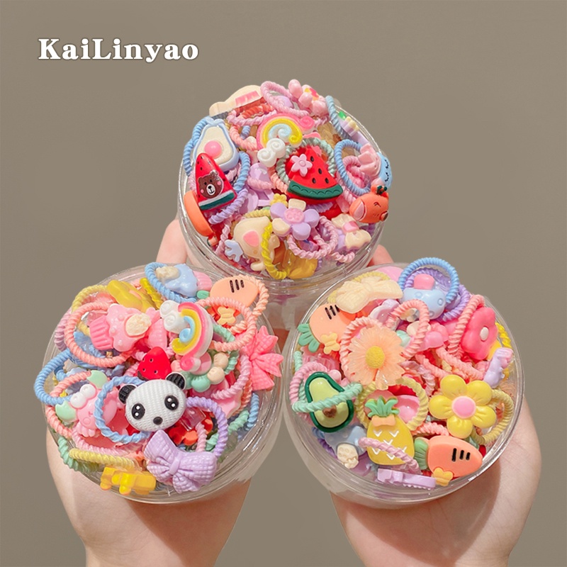 Set 10 / 20 Dây Buộc Tóc Cao Su Không Đau Dễ Thương Cho Bé