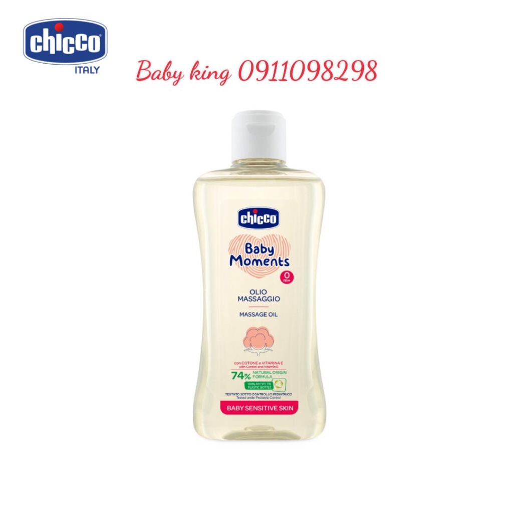 [Chính Hãng] Dầu Mát-Xa Chiết Xuất Hạt Bông 0M+ Chicco 200ml CHO BÉ (CO114265)