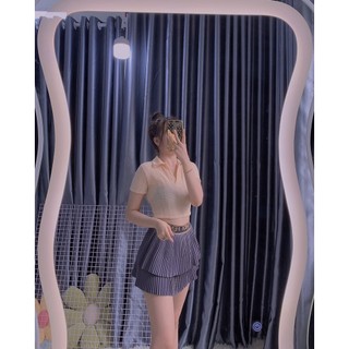 Áo croptop cổ bẻ chất xốp mềm mịn