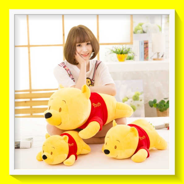 Gấu Bông Teddy Bear Gấu Pooh Nằm Dễ Thương Siêu Mềm Mịn Gối Ôm Gấu Pooh Siêu Mềm Hàng Xịn Cao Cấp - K02