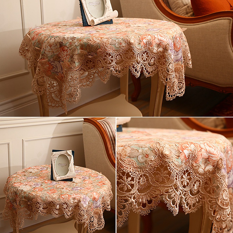 Khăn Trải Bàn Vải Lanh Hình Chữ Nhật In Hoa Nhiều Màu Kiểu Vintage