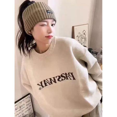 Ethelgirl Áo sweater Dệt Kim Mỏng Tay Dài Cổ Tròn Dáng Rộng In Họa Tiết Kiểu vintage Mỹ Xinh Xắn Cho Nữ | BigBuy360 - bigbuy360.vn