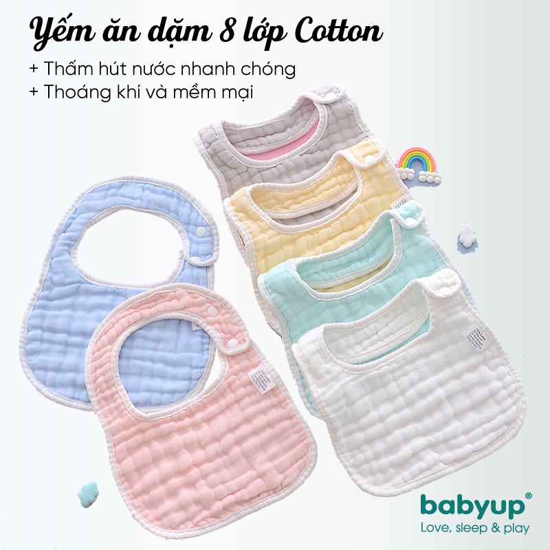Yếm cho bé ăn dặm 8 lớp, hình chữ U, chống thấm cao cấp 100% Cotton