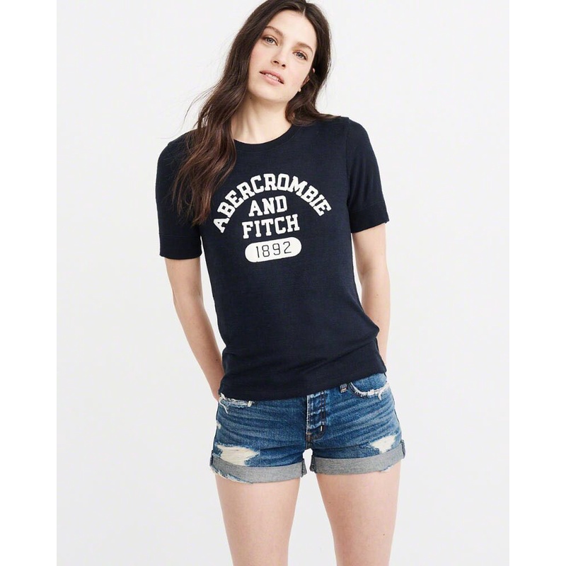 Áo Thun Tay Ngắn Cổ Tròn In Hình Nai Abercrombie Fitch Cá Tính Cho Nam Và Nữ