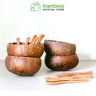 Bát Chén gáo Dừa BAMBOOO ECO cao cấp dùng ăn Salad, hoa quả dầm