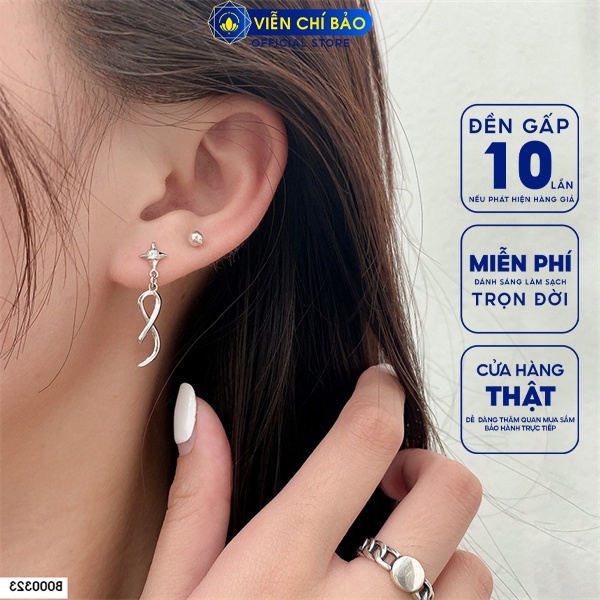 Bông tai xoắn cách điệu chất liệu bạc Thái 925 thời trang phụ kiện trang sức nữ Viễn Chí Bảo B000323