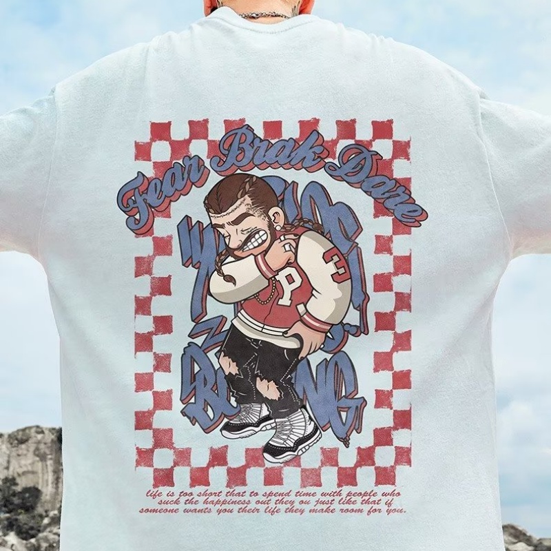 Áo Thun Tay Ngắn Dáng Rộng In Họa Tiết Hoạt Hình Phong Cách Hip Hop Đường Phố Hàn Quốc Thời Trang Cho Nam Và Nữ M-8XL