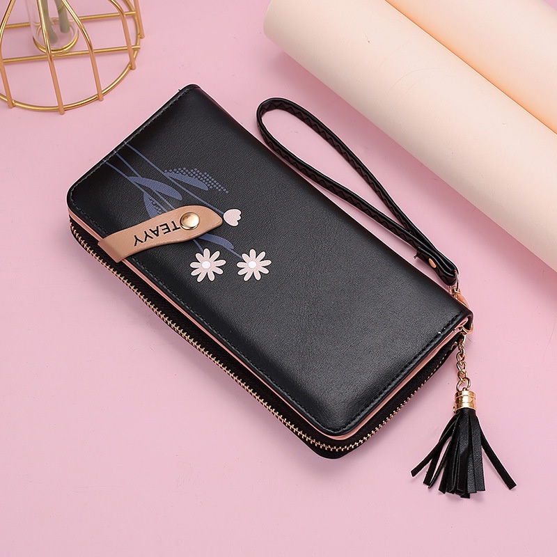 IELGY Ví Dài Sức Chứa Lớn Có Khóa Kéo In Họa Tiết Thời Trang Cho Nữ
