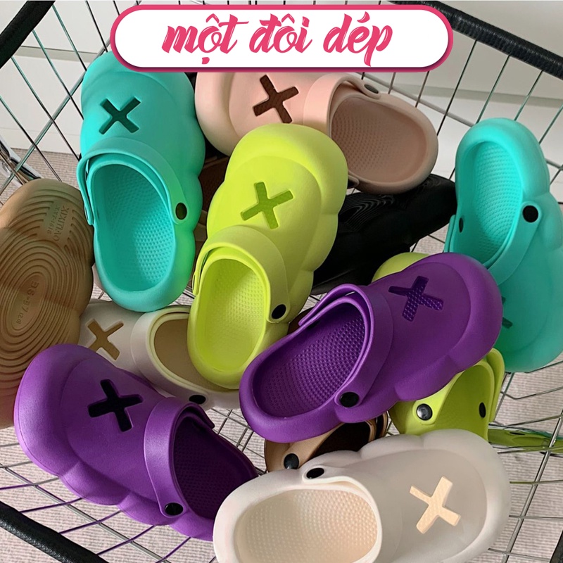 Dép Crocs Đế Bánh Mì Đi Trong Nhà Năng động Cá tính Phong cách ulzzang Hàn Quốc