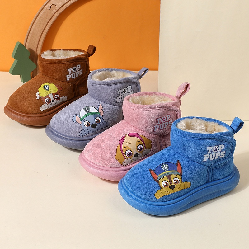 Paw PATROL Giày Bốt Cotton Lót Lông Cừu Dày Dặn Chống Trượt Thời Trang Mùa Đông Cho Bé