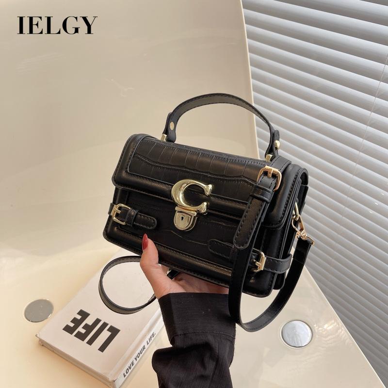 IELGY Túi Đeo Chéo Nhỏ Màu Đen Phong Cách retro Cho Nữ