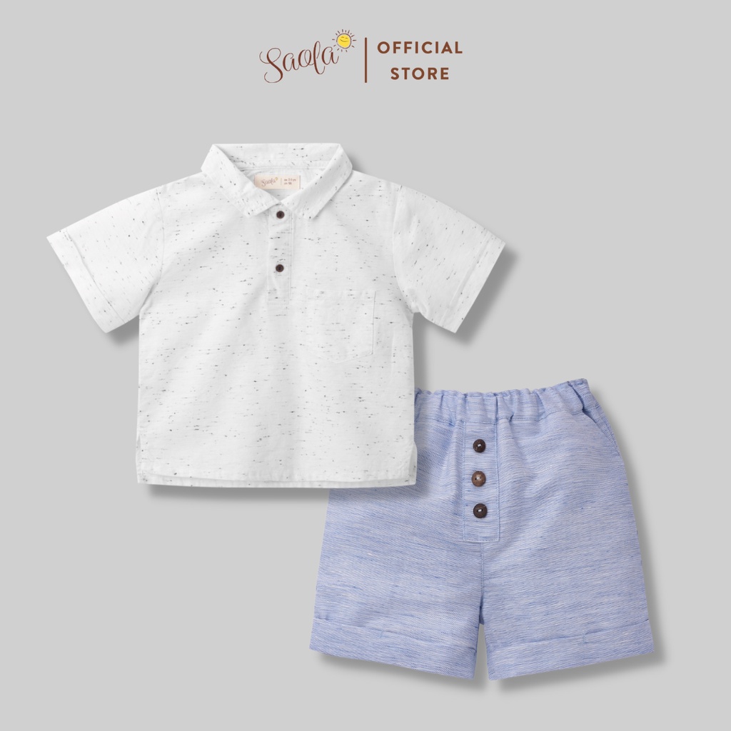 Bộ Quần Áo Cho Bé | SAOLA KIDS CLOTHING | Chất Liệu Linen Và Muslin Cao Cấp Thoáng Mát | 2 Màu | 1-6 Tuổi | CB007