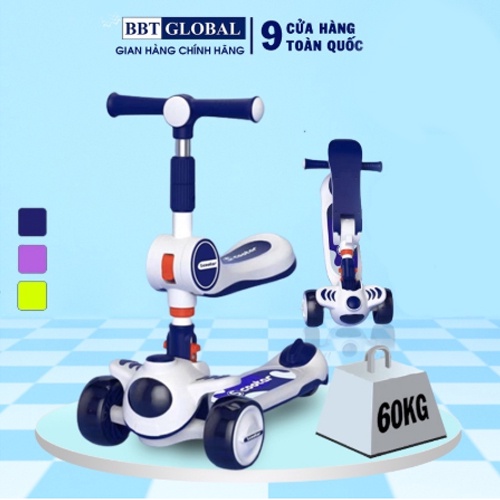 Xe trượt Scooter 2 trong 1 kết hợp chòi chân chính hãng BBT Global 3 bánh an toàn