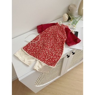 sét áo dài nhung tăm cho bé 8-18kg