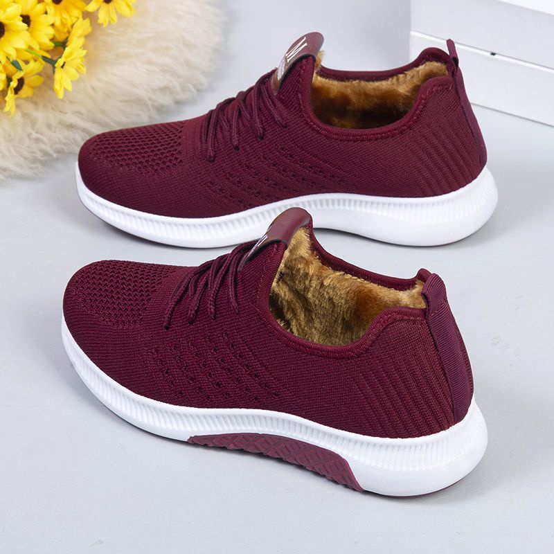 Giày Bốt Cotton Lót Lông Cừu Đế Mềm Chống Trượt Thời Trang Mùa Đông Cho Phụ Nữ Trung Niên