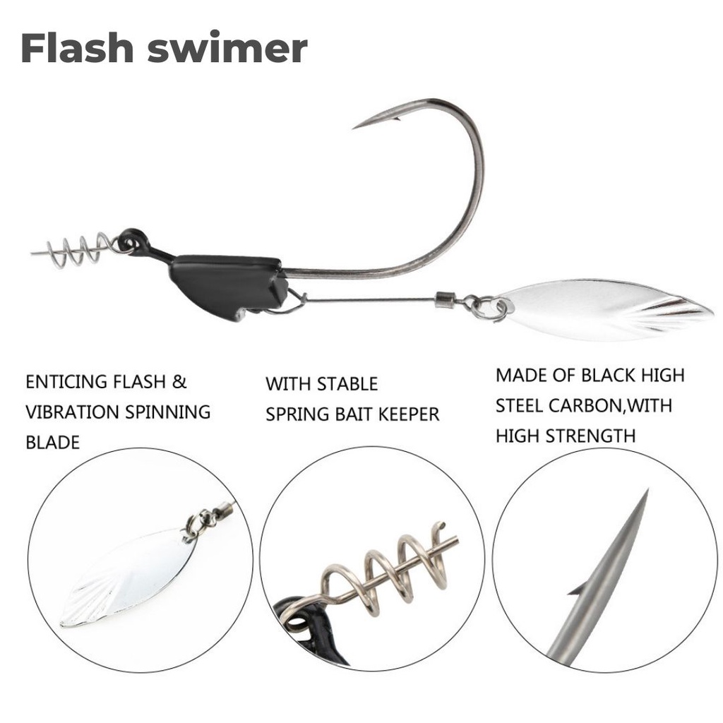 Lưỡi câu cá lóc Flash swimer,  lưỡi câu lure kết  hợp mồi mềm siêu nhạy