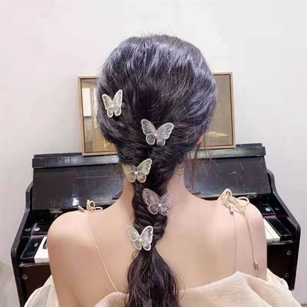Kẹp tóc bướm thêu KT080