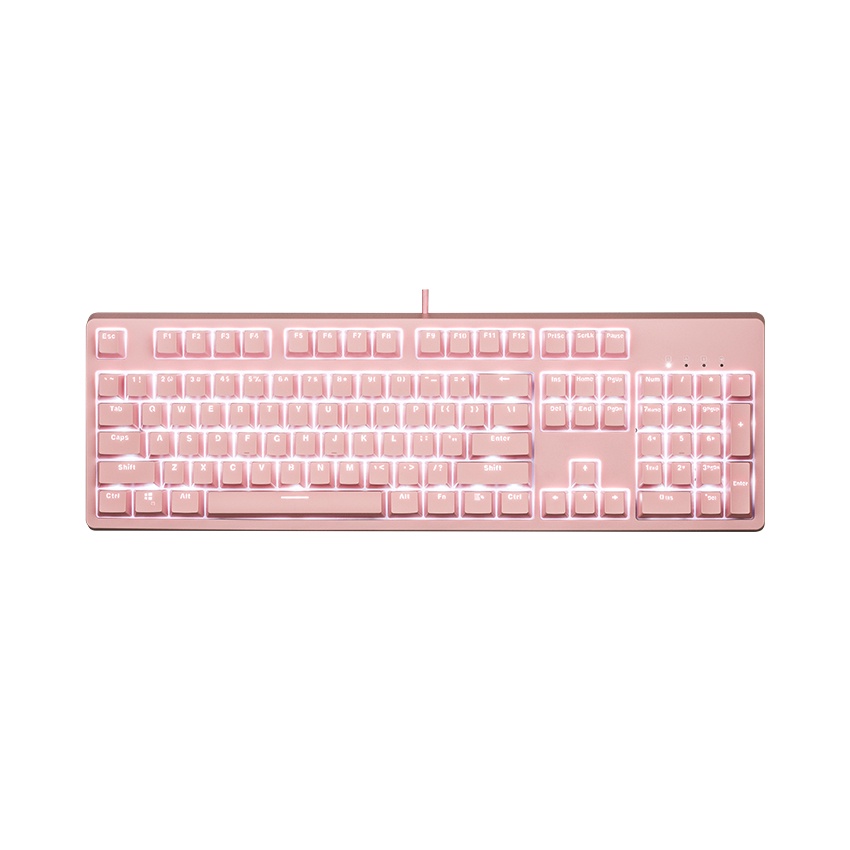 Bàn phím cơ Edra EK3104 Pink V2 - Layout Fullsize 104 phím, Dây cáp có thể tháo rời