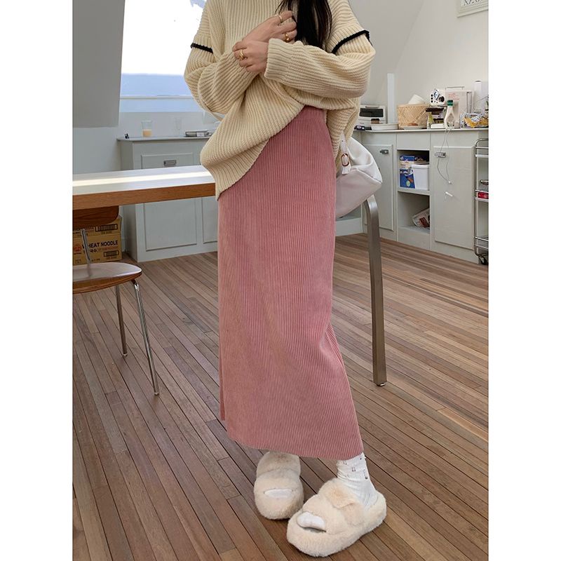 Chân váy xếp ly  chân váy dài đầm nữ Chân Váy Dài Dáng Chữ A Lưng Cao Chất Liệu Da Lộn Thời Trang Thu Đông 2022 Mới Cho Nữ