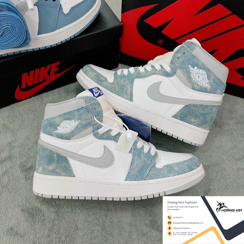 Giày thể thao Jordan 1 High Hyper Royal xanh nỉ, Giày sneaker JD1 xanh, Jodan Xanh loang nỉ cổ cao siêu hot 2022