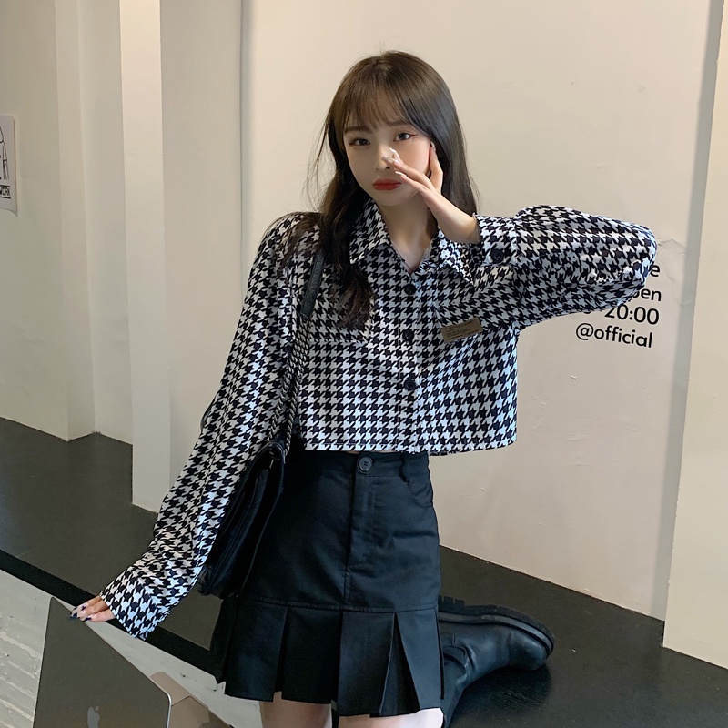 Áo Sơ Mi Nữ Dài Tay Sọc Caro Thời Trang Hàn Quốc