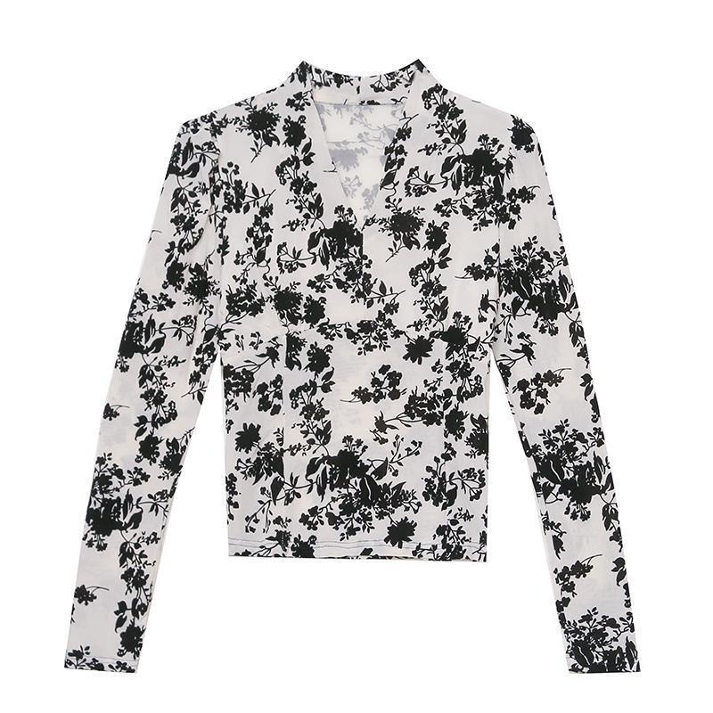 Áo Thun Tay Dài In Họa Tiết Phong Cách Retro Kiểu Mới Cho Nữ