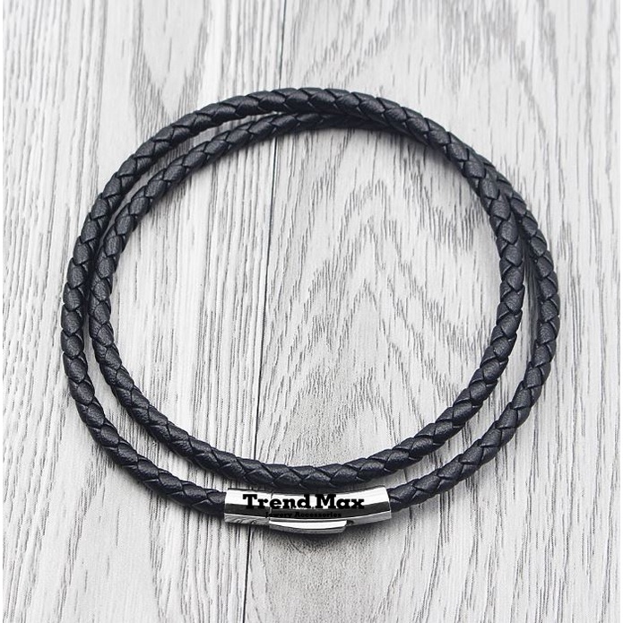 Dây Da Vòng Đeo Cổ Cho Nam Thép Không Gỉ Từ Nâu Đen Dây Choker Dài Vòng Cổ Nam Trang Sức Phụ Kiện DN22A