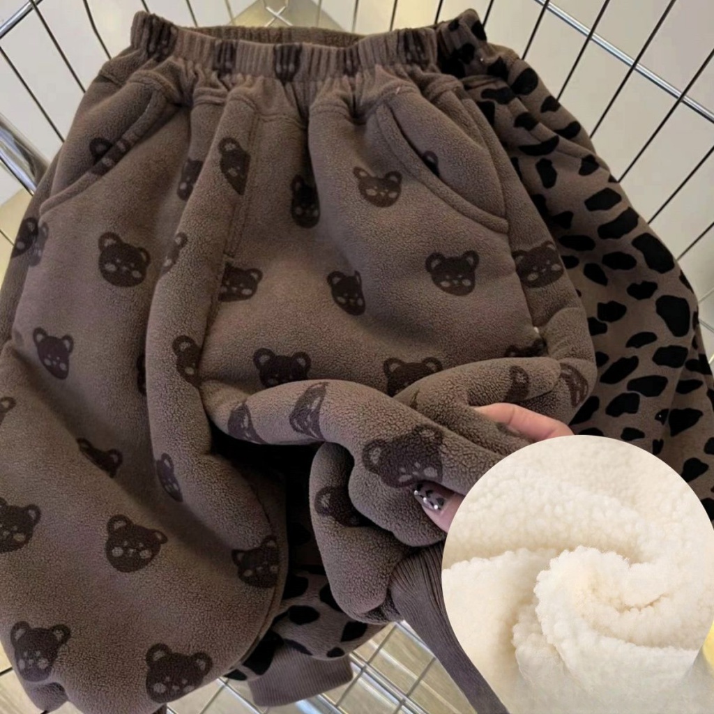 Quần Dài Vải Len Phối Nhung Dày Dặn Thời Trang Cho Bé