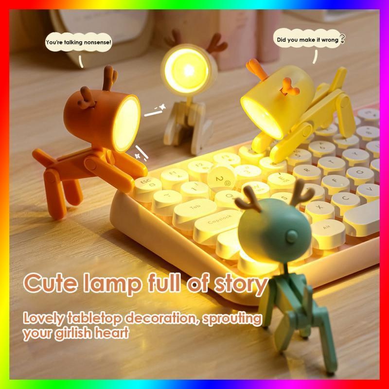 Đèn Ngủ LED 3D Mini Để Bàn Hình Hươu / Khủng Long Có Giá Đỡ Điện Thoại Di Động Trang Trí Nhà Cửa