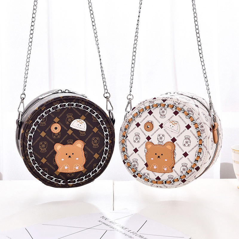 Túi đeo chéo IELGY hình tròn nhỏ xinh phong cách Hàn Quốc thời trang cho nữ