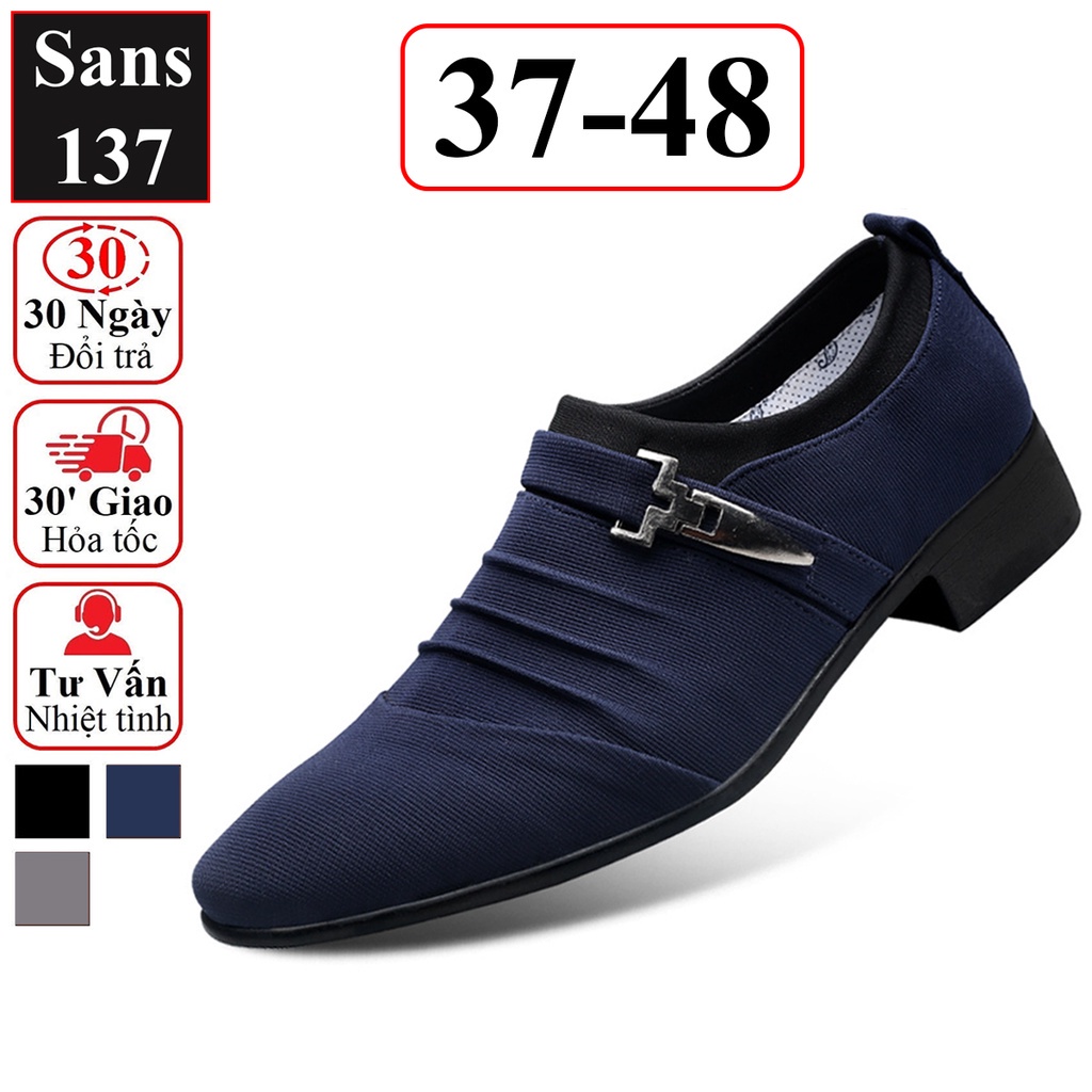 ⛅ Giày tây nam công sở Sans137 chất vải êm chân mũi nhọn đen size nhỏ 37 bigsize 44 45 46 47 48