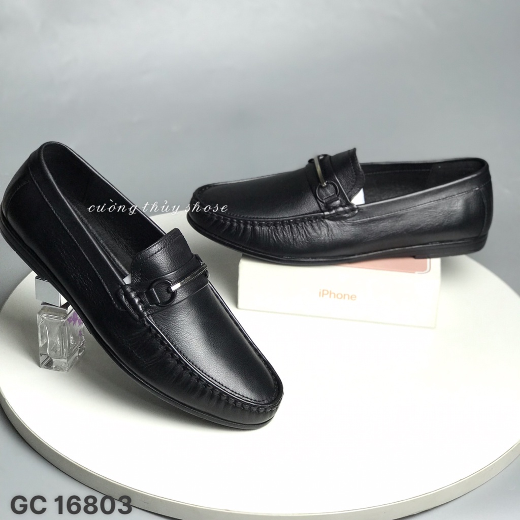 Giày mọi nam BQ ❤️FREESHIP❤️ Giày da nam dáng lười trơn khuy quai ngang GC16803
