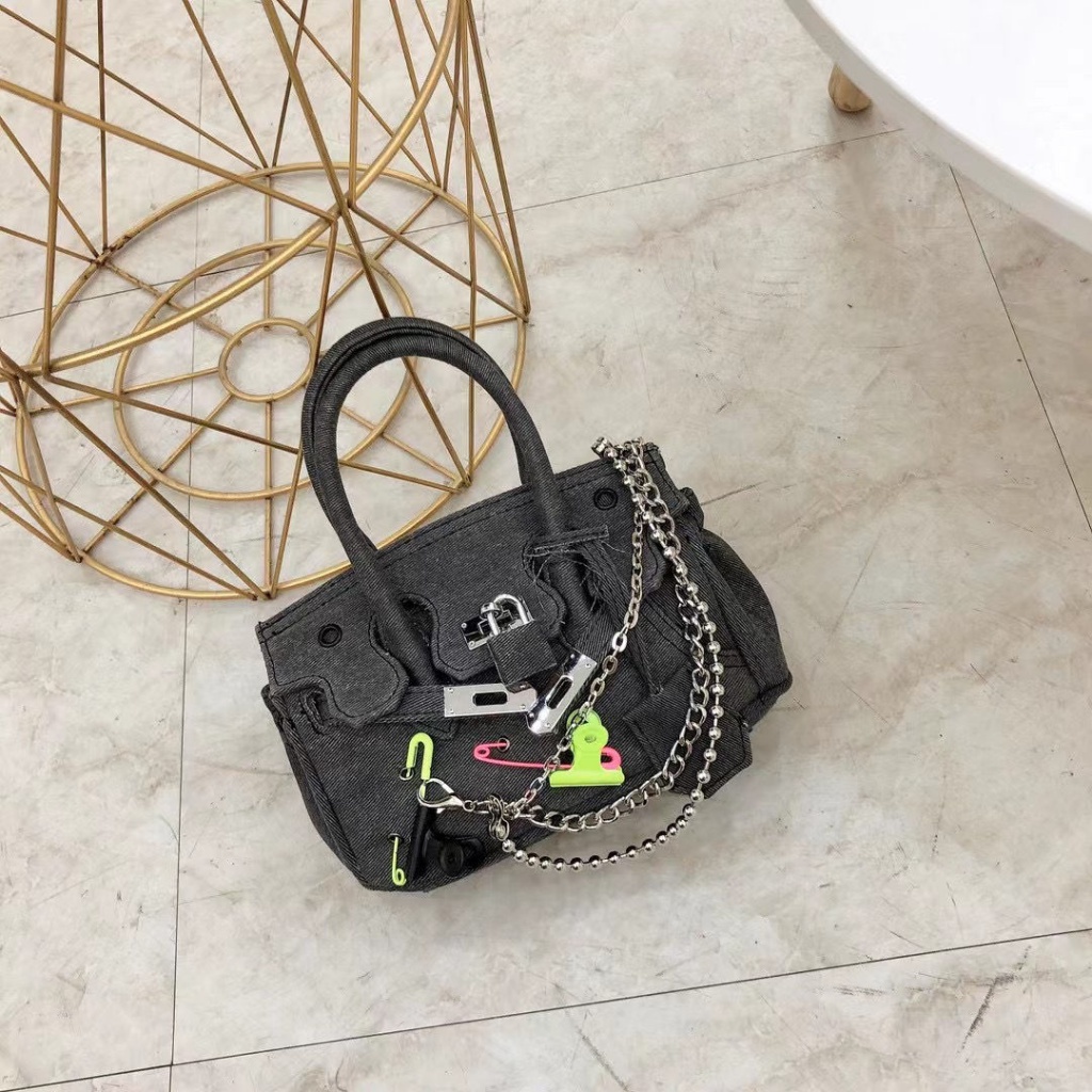 MN4T Hermes autumn bag hot bag women's crossbody mini denim platinum bag beggar canvas bag Kelly shoulder bag