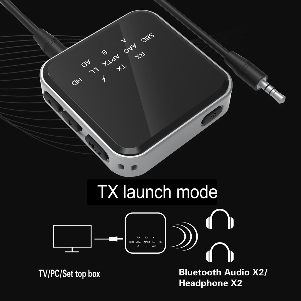 Bộ Thiết Bị Thu Phát Bluetooth 5.2 Aptx HD 2 Trong 1 Hifi Cho Xe Hơi