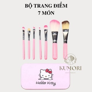 Bộ cọ trang điểm 7 món hello kitty, dụng cụ trang điểm giá rẻ, đồ nghề makeup, combo make up, make-up tools, cọ phấn mặt