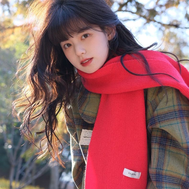 Khăn Choàng Dệt Kim Dày Dặn Giữ Ấm Mùa Thu Đông Phong Cách Nhật Hàn