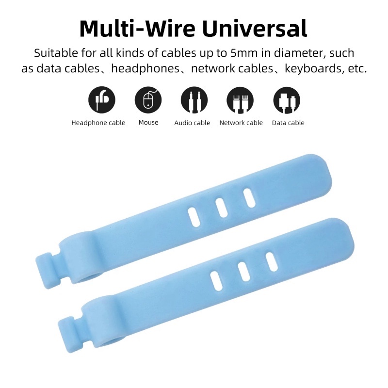 5 Dây Buộc Dây Cáp Silicone 3 Lỗ Đa Năng Tái Sử Dụng Được
