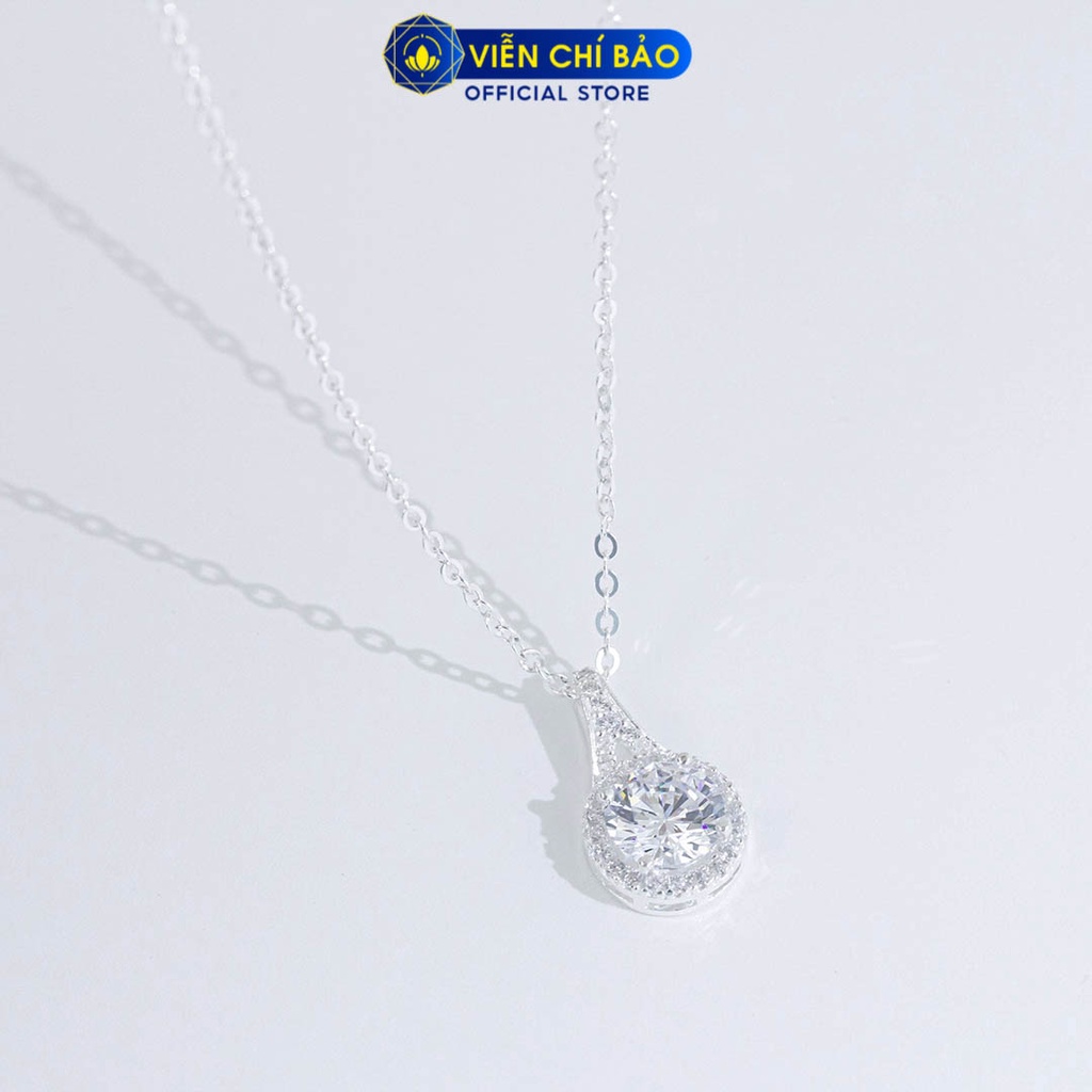 Dây chuyền bạc nữ đá tròn trắng new chất liệu bạc 925 thời trang phụ kiện trang sức Viễn Chí Bảo D400766