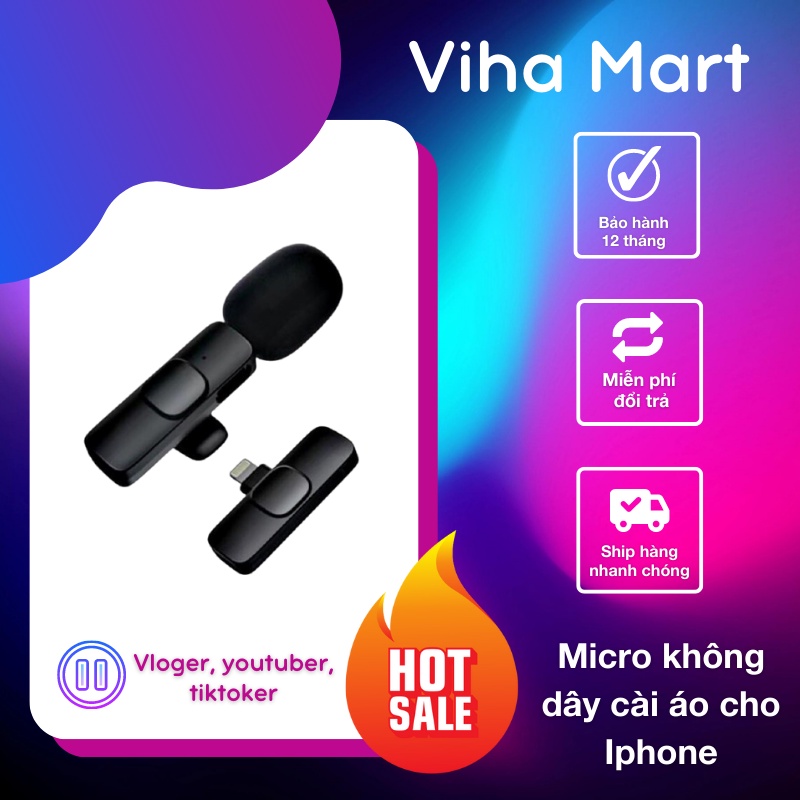 Micro Không Dây Cài Áo Để Livestream Ghi Âm Phát Trực Tiếp Quay Video