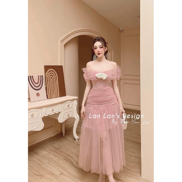 Đầm Lưới Xòe Công Chúa Siêu Xinh Phối Màu Cực Xinh - Xòe Tà Phối Màu Sang Trọng - Thanh Lịch Tôn Dáng