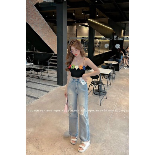 Áo Ống Croptop alohashop91 Thun Gân Đính Hoa Hồng Cổ Điển Rạng Rỡ