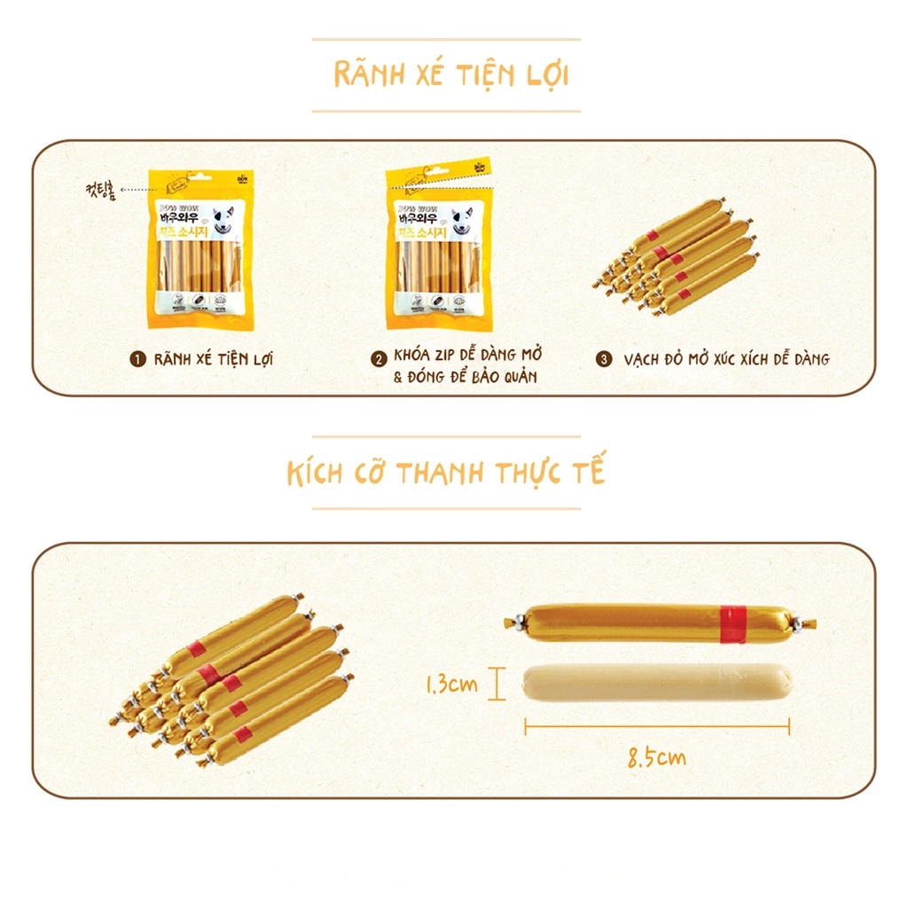 BOWWOW Xúc xích phô mai cho chó 240gr - Petemo Pet Shop