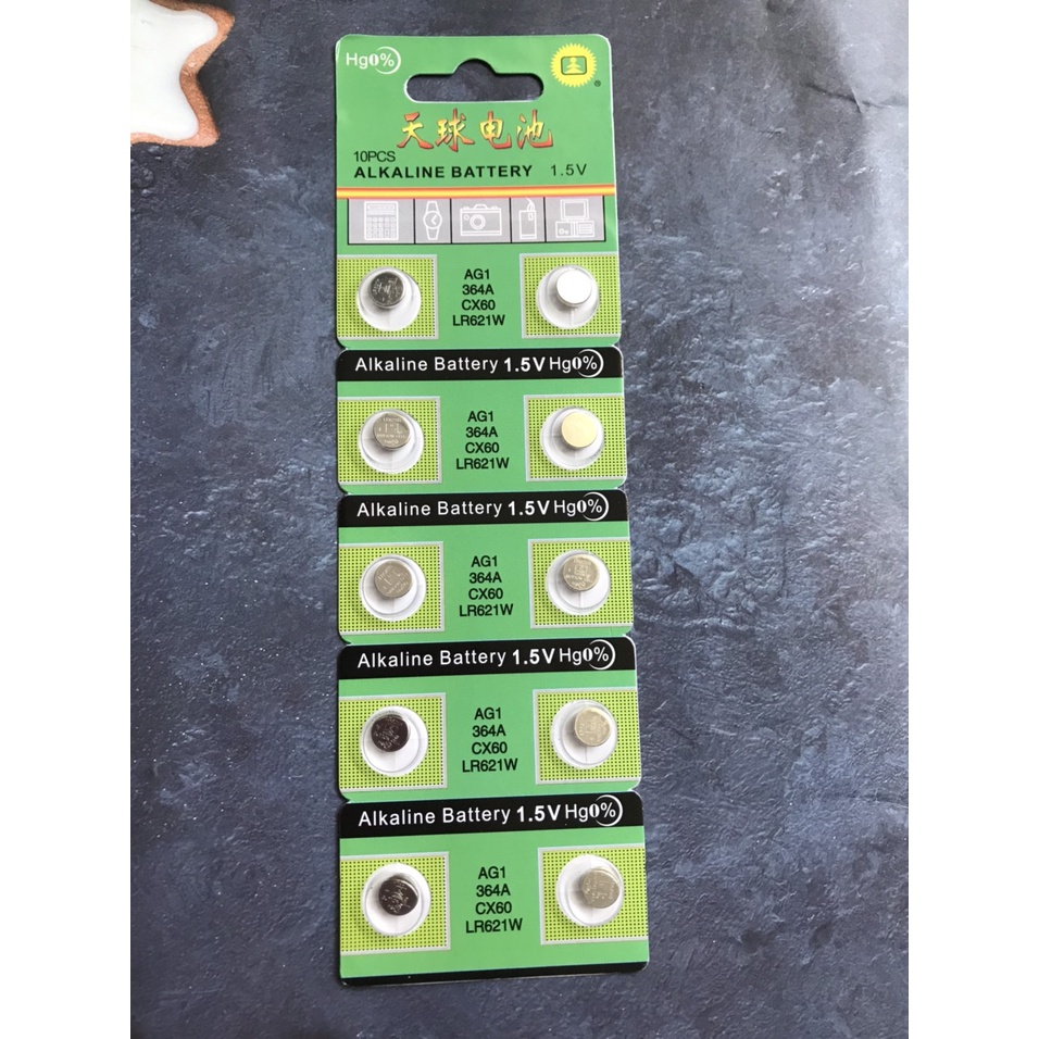 PIN ĐỒNG HỒ 1.55V AG1/LR621 VỈ 10 VIÊN