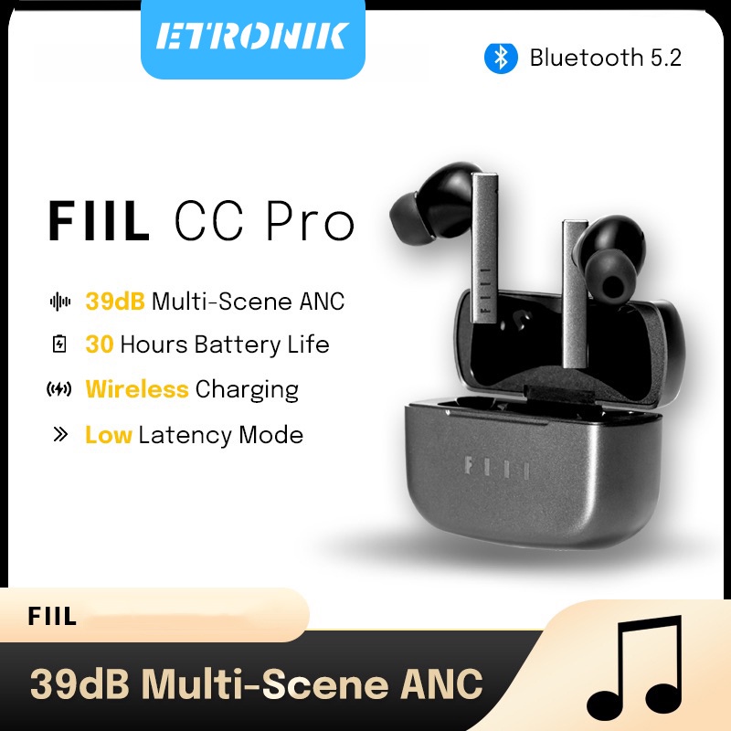 Etronik FIIL CC Pro 39dB Tai nghe khử tiếng ồn chủ động Bluetooth 5.2 ANC Tai nghe không dây TWS Hi-Fi Hỗ trợ nút tai APP