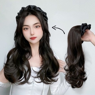 Tóc giả cài nữa đầu nhúng đen dáng xoăn