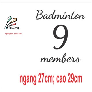 Decal logo sticker patch ủi áo theo yêu cầu tại nhà - 9 COMBO nhóm badminton